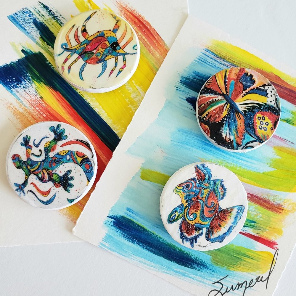 Set of (4) Artist Designed Magnets